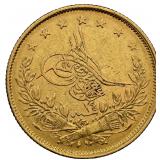 Turkey: Abdul Aziz gold 100 Kurush AH 1277 Year 14