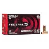 (100) Cartridges: FEDERAL AE 38SUPER+P 115GR JHP
