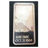 Vintage Nevada One Troy Ounce .999 Fine Silver