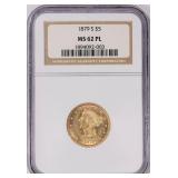 $4000 Guide Value: 1879-S Gold 1/2 Eagle MS-62PL