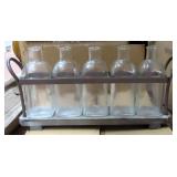 Metal Bottle Carrier with Five Square Bottles