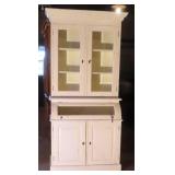 White Solid Wood Cylinder Roll Desk with Glass