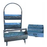 Three (3) Galvanized incl. Racks and Bins