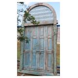 114"x58" Blue Door with Iron Work Transom