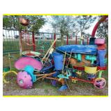 Tractor Yard Art, rainbow