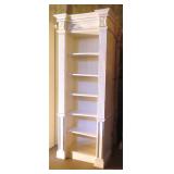 White Solid Wood Open Bookcase with Flowers