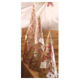 Set of Three Red and Gold Cone Trees
