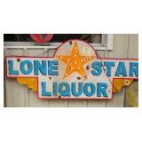 Lone Star Liquor lighted metal sign, 82"x36"