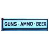 36"x8" Wooden "Guns Ammo Beer" Sign