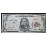 1929 $50 First NB in Detroit, MI Ch # 10527