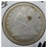 1891 Seated Liberty Quarter
