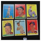 SIX (6) 1958 Topps Baseball Cards