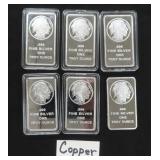 SIX (6) Silver Plated Copper Bars