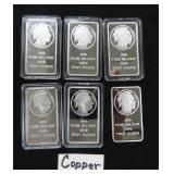 SIX (6) Silver Plated Copper Bars