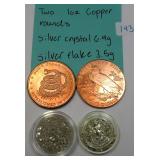 Silver Crystal, Silver Flake and Copper Rounds