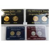 Four (4) Westward Journey Coin Displays incl. $1 &