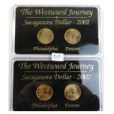 Four (4) Sacagawea Dollars, P&D Displays