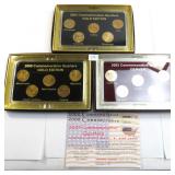Three (3) State Quarter Sets, (2) are Gold Plated