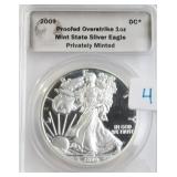 2009 Proofed Overstrike Silver Eagle, One Ounce