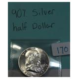 Silver Franklin Half Dollar, $11.77 Melt 3-7-25