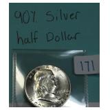 Silver Franklin Half Dollar, $11.77 Melt 3-7-25