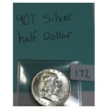Silver Franklin Half Dollar, $11.77 Melt 3-7-25
