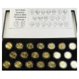 Twenty (20) Gold Plated State Quarters in Display