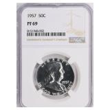 $600 NGC Guide: 1957 Franklin Half NGC Proof-69