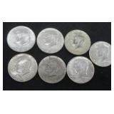 Seven (7) Silver Kennedy Half Dollars, $34 Melt
