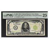 $1,000 1934 Small Size FRN Dallas PMG 25 POP 12/32