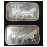 TWO (2) Vintage One Ounce .999 Fine Silver Bars