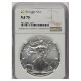 2018 $1 Silver Eagle MS70 NGC
