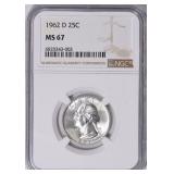 $8750 Guide: 1962-D Washington Quarter NGC MS-67