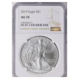 2019 $1 Silver Eagle NGC MS-70