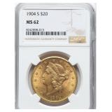 GOLD 1904-S $20 MS62 NGC
