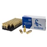 Fifty (50) Scorpio 9mm FMJ Brass Cartridges