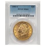 GOLD 1900-S $20 MS61 PCGS