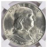 1948-D Franklin Half Dollar NGC MS-64 FBL