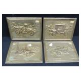 Four (4) OLD Brass Car Plaques: 1912 Packard,