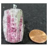 Sterling Silver & pink tourmaline (rough) ring