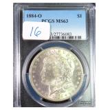 1884-O Silver Morgan Dollar, PCGS MS63, $90
