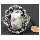 Heavier Crazy Lace Agate and Sterling Bracelet