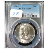 Silver 1954-D Franklin Half Dollar, PCGS MS64