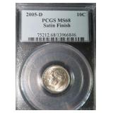 2005-D Dime, PCGS MS68, Satin Finish