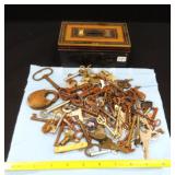 Old Metal Coin Bank Box with Old Keys