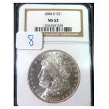 1884-O Silver Morgan Dollar, NGC MS63, $110