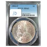 1884-O Silver Morgan Dollar, PCGS MS63, $90