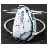 Dendritic Agate and Sterling Silver Bracelet
