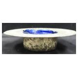 6.25' Hand Hammered Metal Ashtray w/ Cobalt Glass