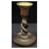 Antique 6.5' Twisted Wooden Candle Holder with